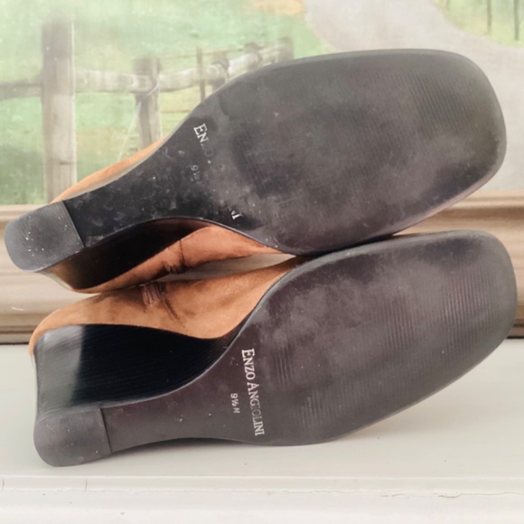 Vintage Enzo Angiolini Wedge Heel Brown Leather Suede Made In Brazil Boots 9.5 M - Picture 11 of 12